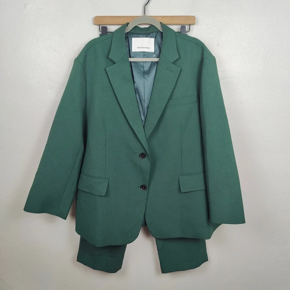 The Frankie Shop Bea Blazer Pants Suit Set Womens‎ XS Green Minimalist Modern